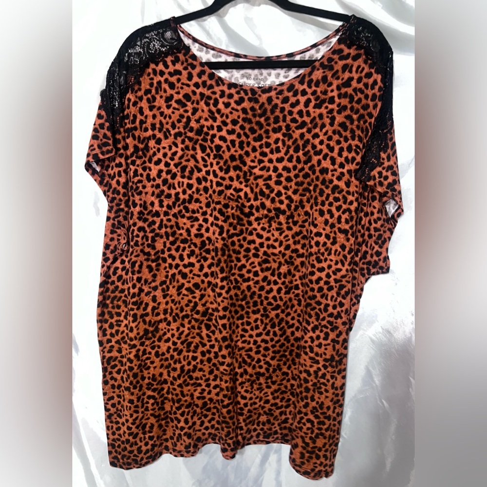 Torrid Super Soft Knits Leopard Print Lace Sleeve Tunic Size 3X